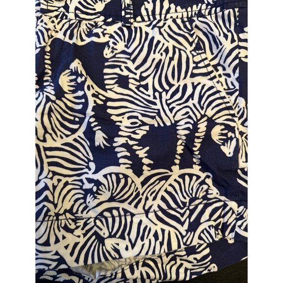 Lilly Pulitzer Womens Callahan Zebra Print Cotton Shorts Size 4 Blue & White - Picture 2 of 6